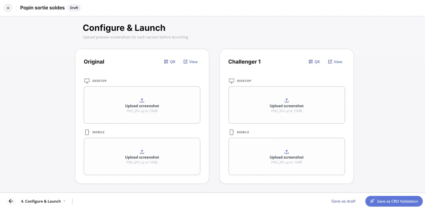 Étape 4 — Configure & Launch avec Original et Challenger 1 côte à côte