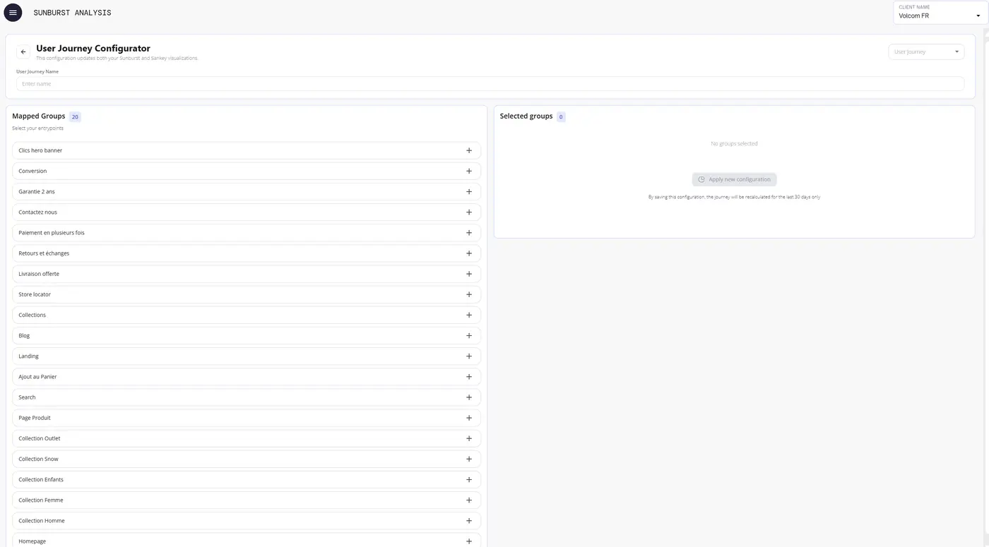 User Journey Configurator — Mapped Groups et Selected Groups